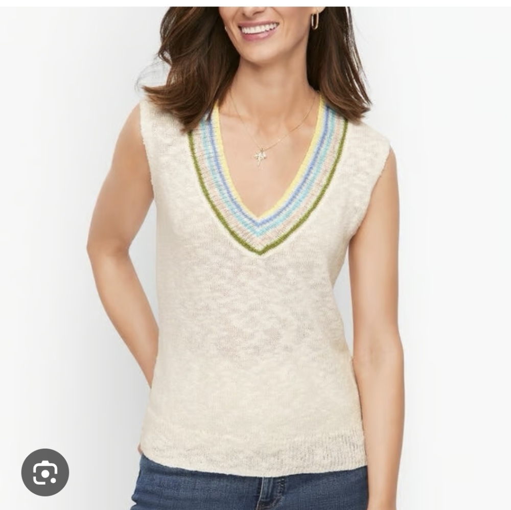 Talbots Linen Cotton  Knit Sweater Vest SZ.MP NWT